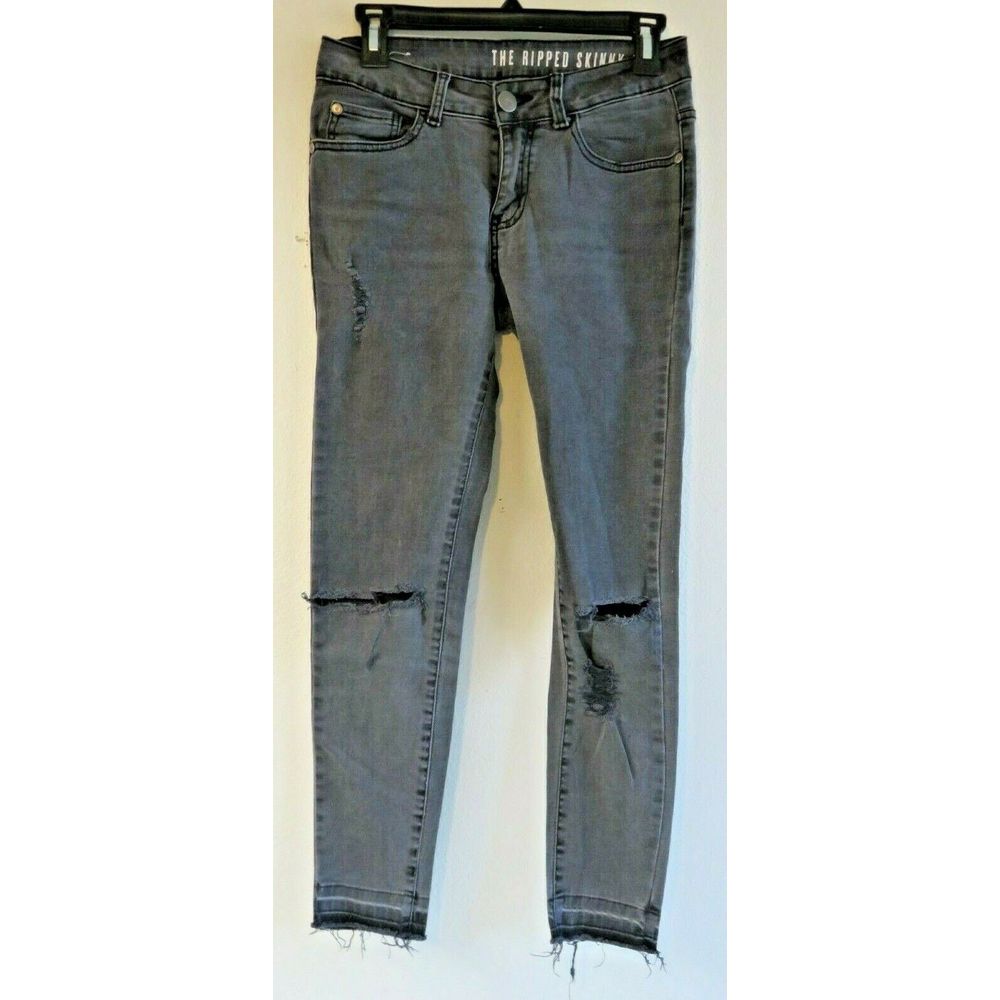 91 Brand The Ripped Skinny Denim Jeans Womens Size 4 Gray